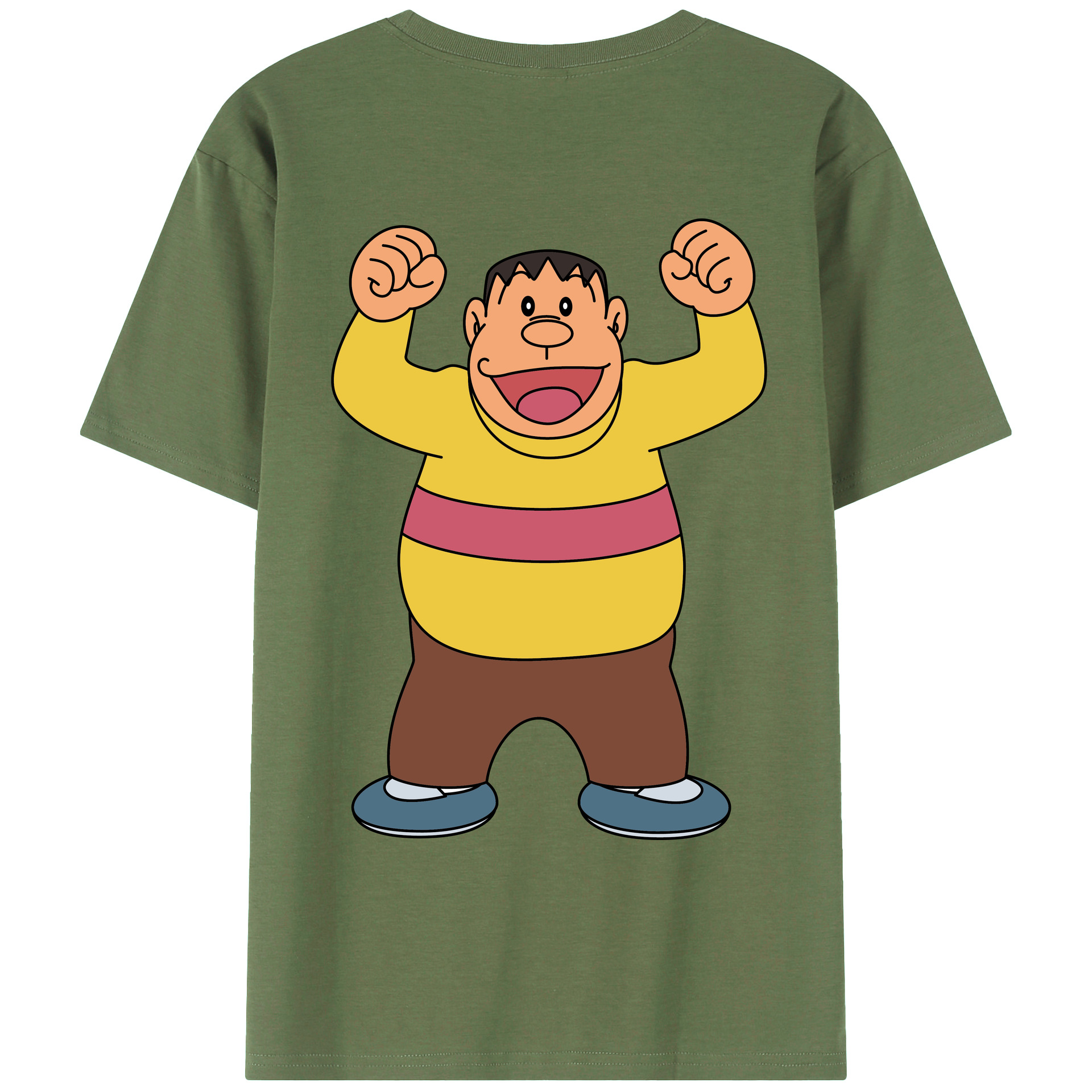 （画像用） ドラえもん 剛田武 Doraemon Gouta Takeshi 綿100％ メンズ半袖Tシャツ（バックプリント） 通気性